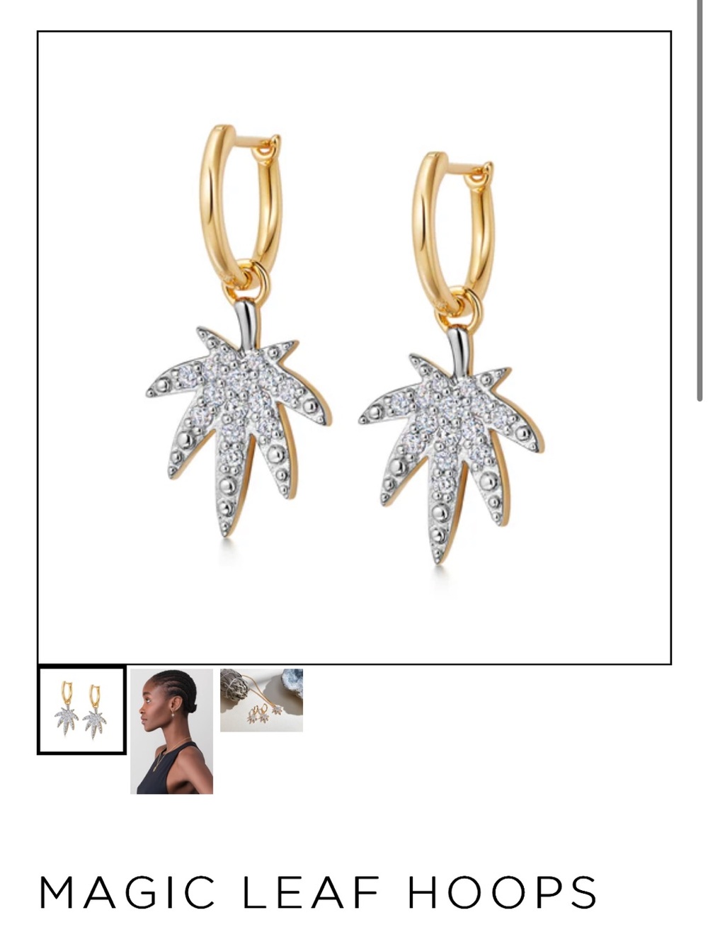 Sophie Lis Magic Leaf Hoops Gold Earrings